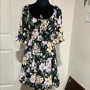 Liberty Love Floral Midi Dress - Black, Purple, Yellow